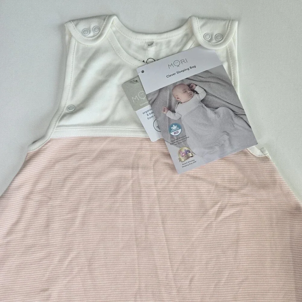 MORI Clever Sleeping Bag 0-2 Years Blush Stripe Bamboo Organic Cotton NWT‎